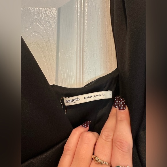 House of CB Paloma Black Satin Twist Strap Midi Dress - Picture 6 of 9